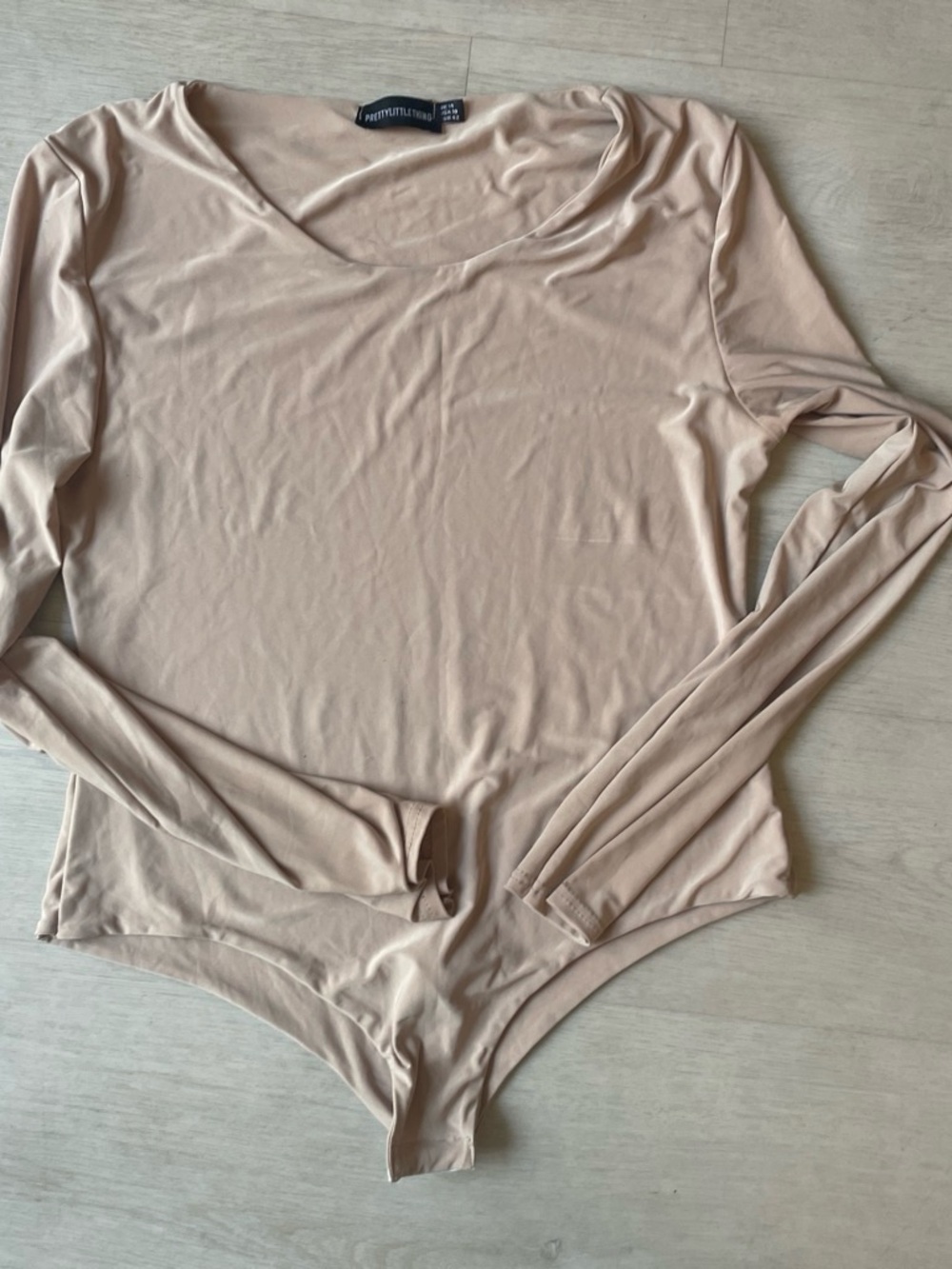 PrettyLittleThing Beige Long Sleeve Bodysuit